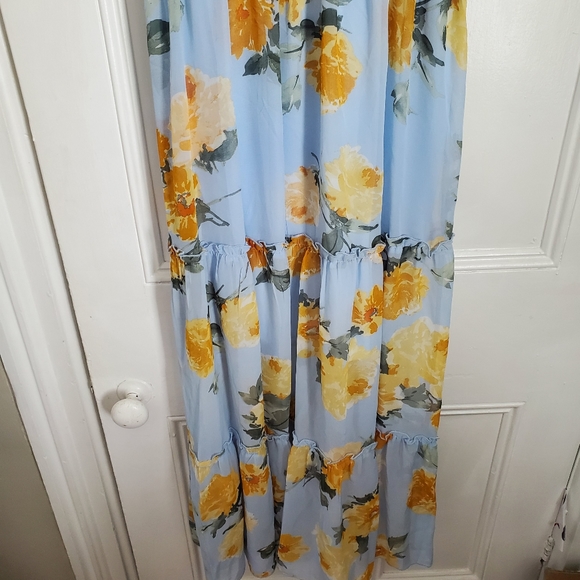 Enfocus Light Blue and Yellow Floral Maxi Dress - Picture 3 of 8
